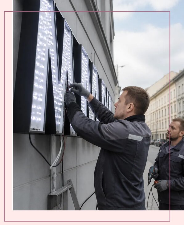 Изготовление и монтаж светодиодных LED вывесок в Людинове